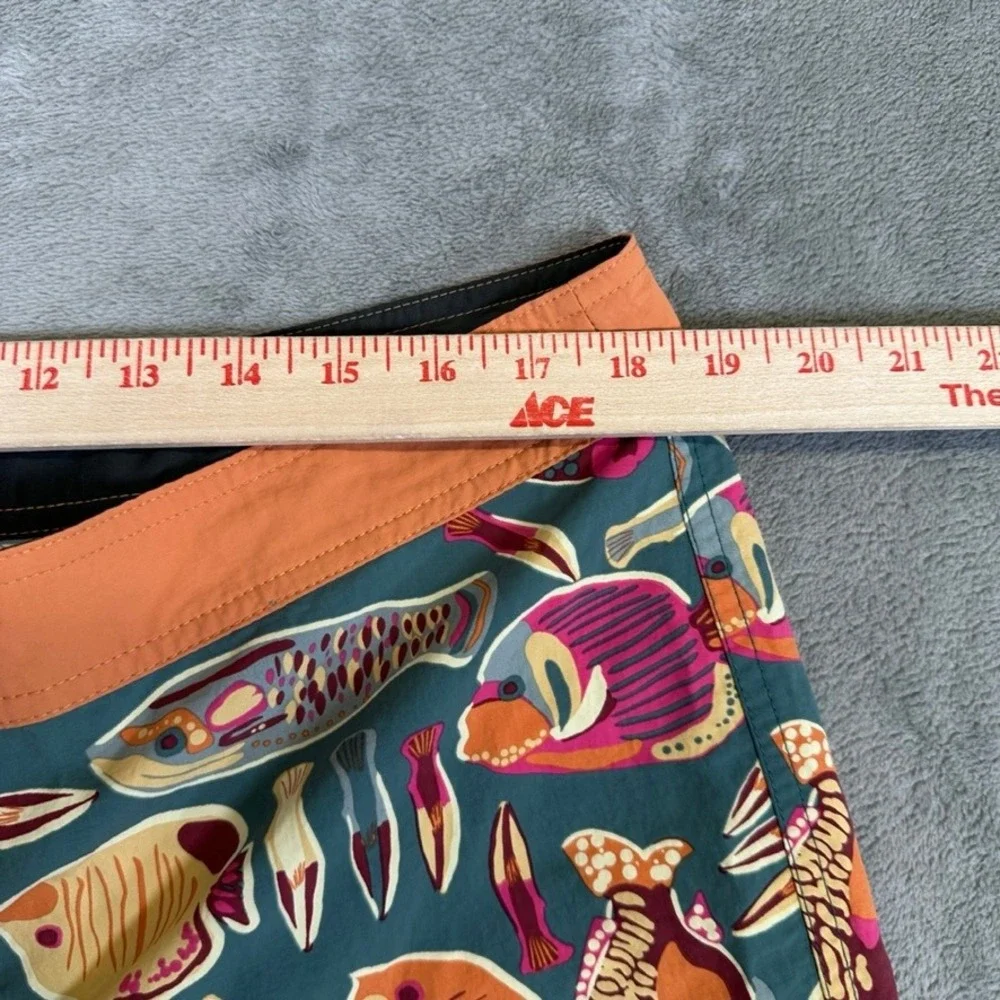 Patagonia Mens Boardshorts 38 Teal Green Tropical Fish Print Swim Trunks 7